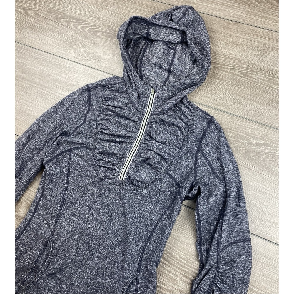 Lululemon Women's Resolution Athletic 1/2 Zip Hooded Sweatshirt Heathered Grey 6